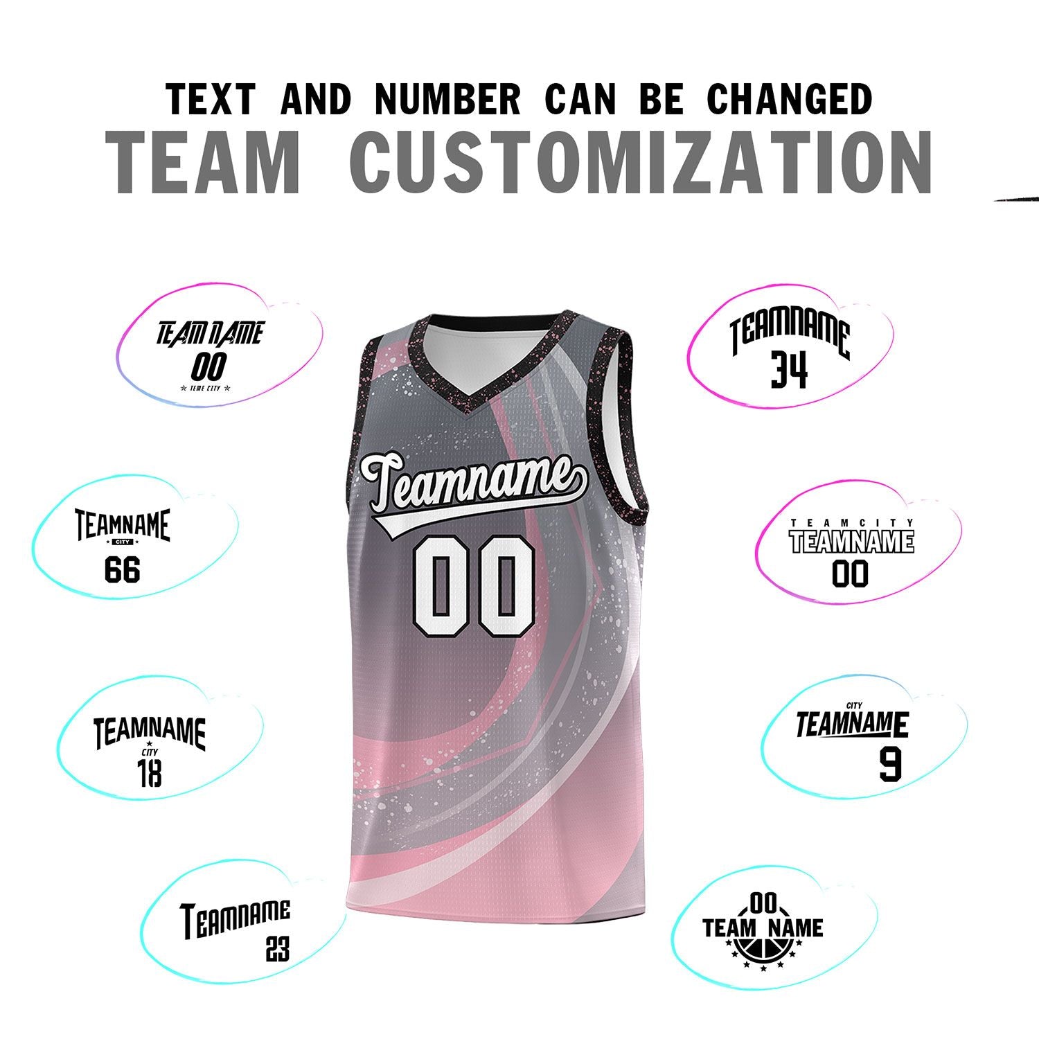 Custom Dark Gray Light Pink Personalized Galaxy Graffiti Pattern Sports Uniform Basketball Jersey