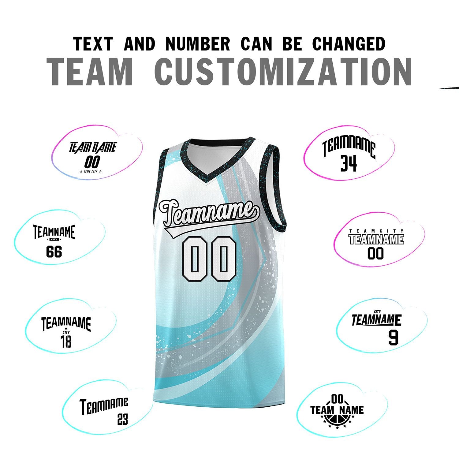 Custom White Sky Blue Personalized Galaxy Graffiti Pattern Sports Uniform Basketball Jersey