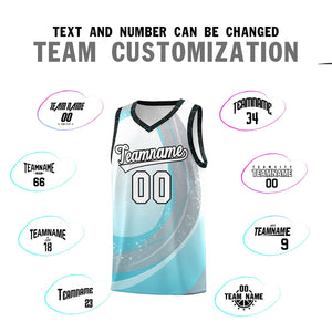 Custom White Sky Blue Personalized Galaxy Graffiti Pattern Sports Uniform Basketball Jersey