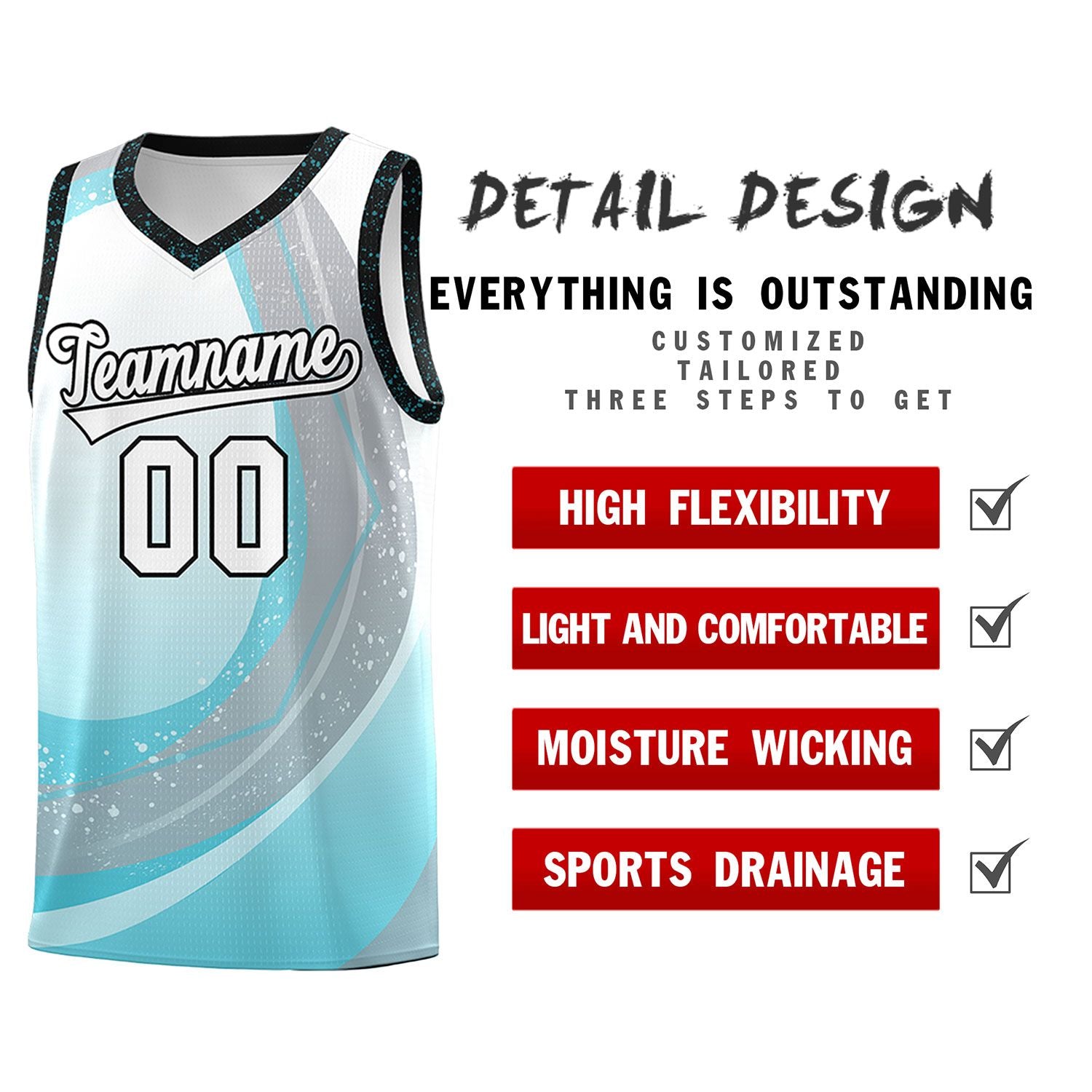 Custom White Sky Blue Personalized Galaxy Graffiti Pattern Sports Uniform Basketball Jersey