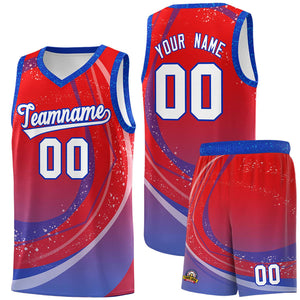 Custom Red Royal Personalized Galaxy Graffiti Pattern Sports Uniform Basketball Jersey