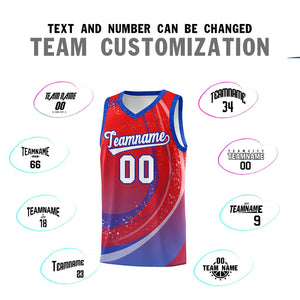 Custom Red Royal Personalized Galaxy Graffiti Pattern Sports Uniform Basketball Jersey