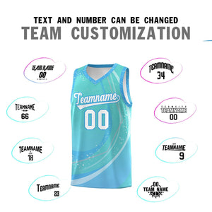 Custom Aqua Powder Blue Personalized Galaxy Graffiti Pattern Sports Uniform Basketball Jersey