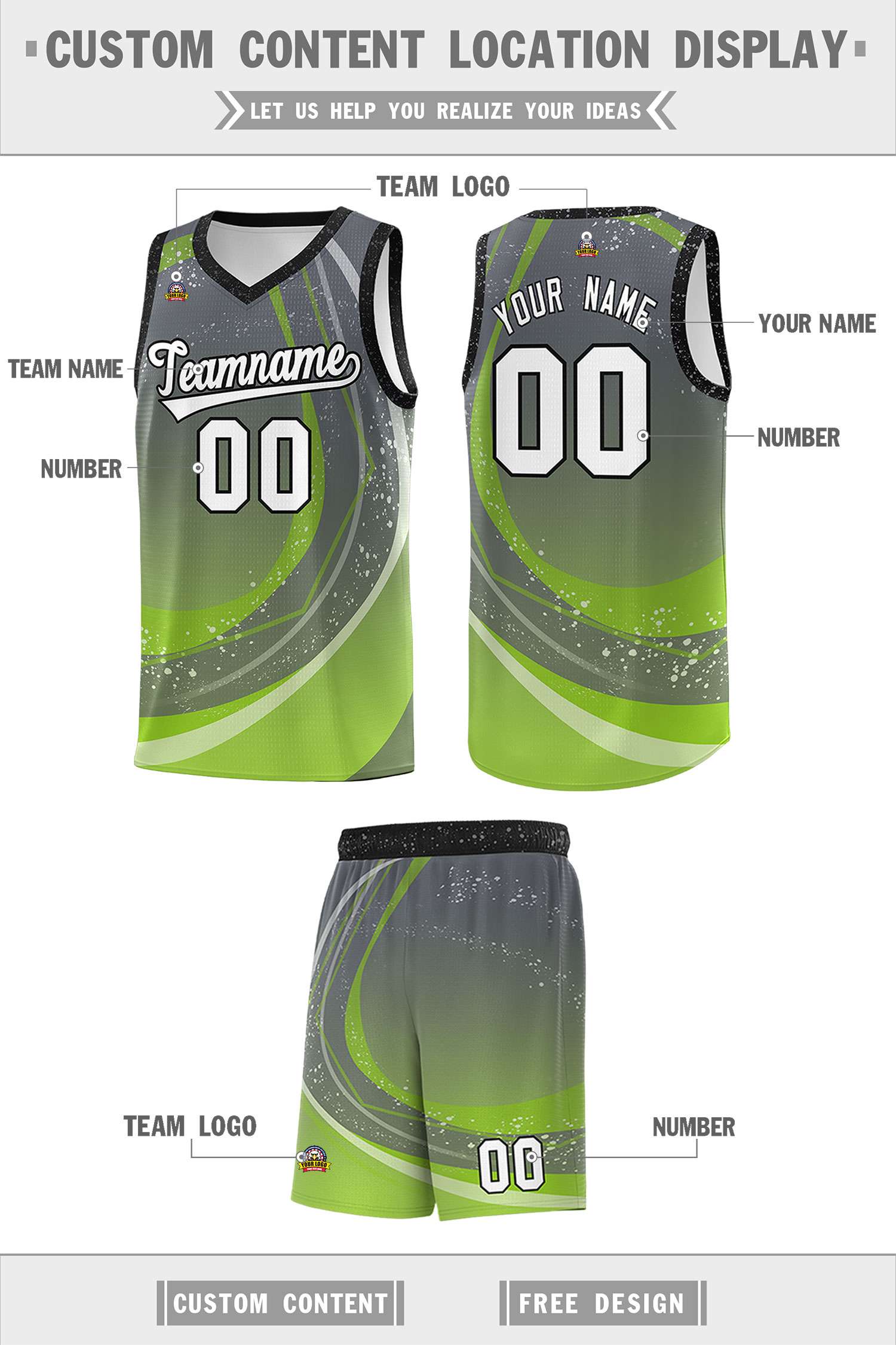 Custom Dark Gray Neon Green Personalized Galaxy Graffiti Pattern Sports Uniform Basketball Jersey