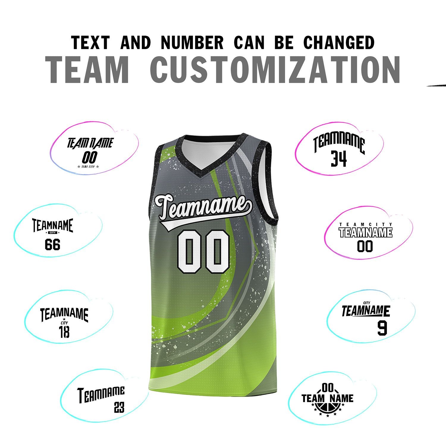 Custom Dark Gray Neon Green Personalized Galaxy Graffiti Pattern Sports Uniform Basketball Jersey