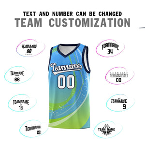 Custom Powder Blue Neon Green Personalized Galaxy Graffiti Pattern Sports Uniform Basketball Jersey