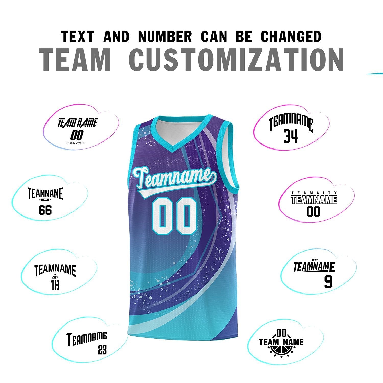 Custom Purple Sky Blue Personalized Galaxy Graffiti Pattern Sports Uniform Basketball Jersey