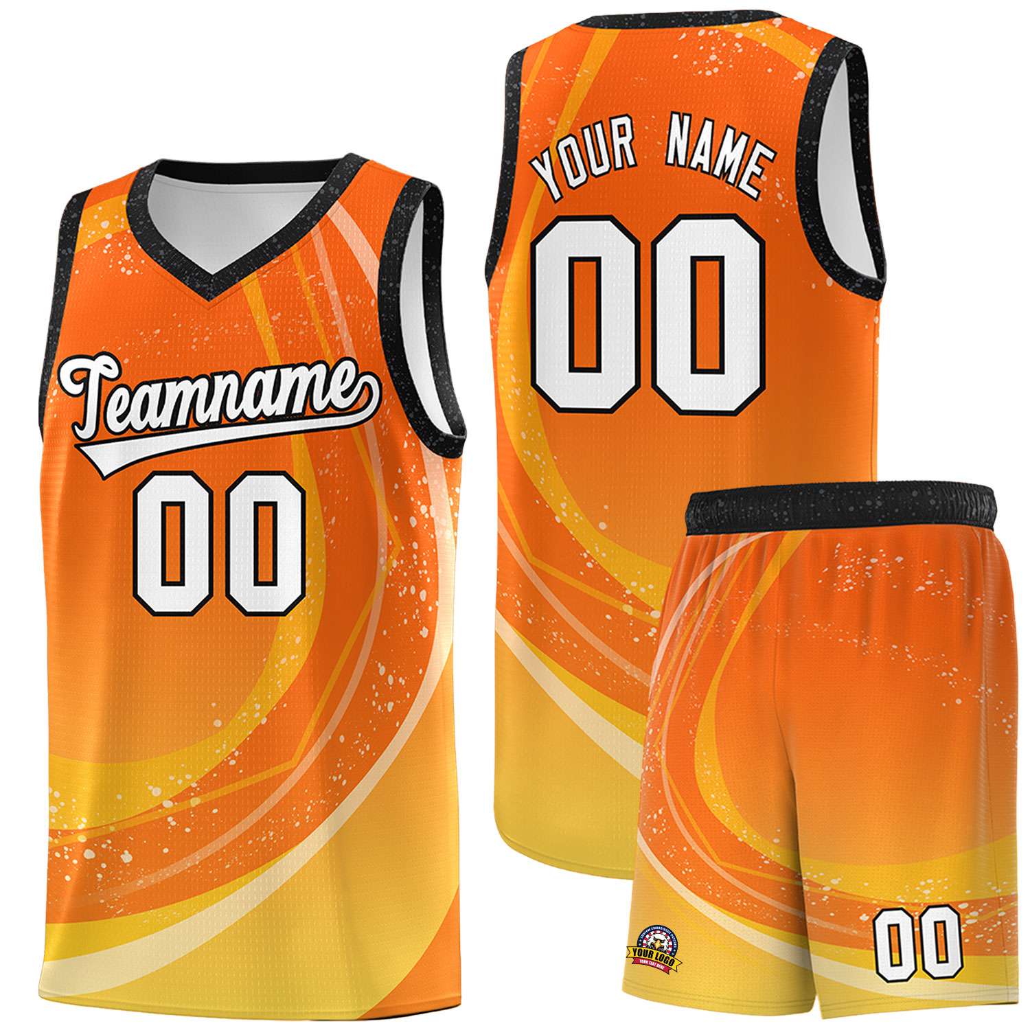 Custom Orange Gold Personalized Galaxy Graffiti Pattern Sports Uniform Basketball Jersey