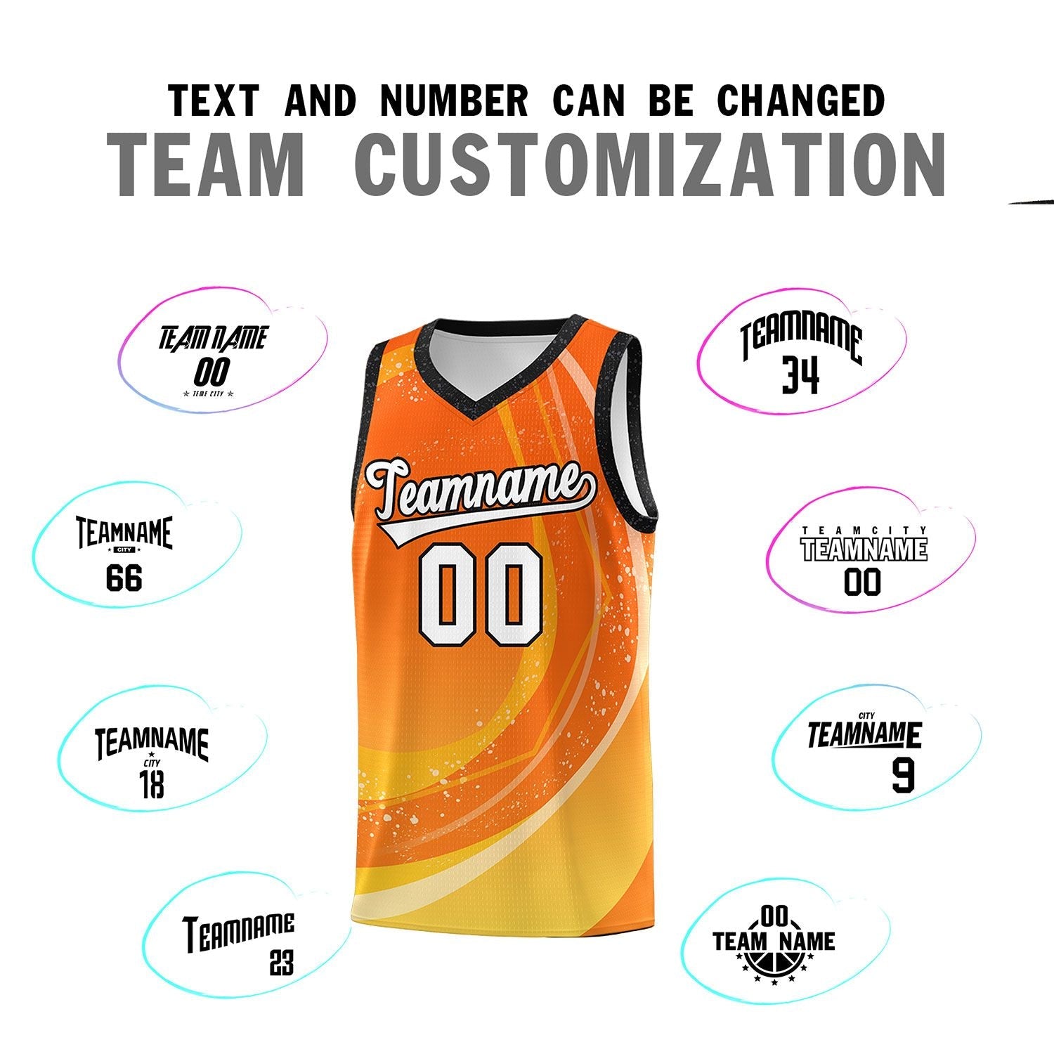 Custom Orange Gold Personalized Galaxy Graffiti Pattern Sports Uniform Basketball Jersey