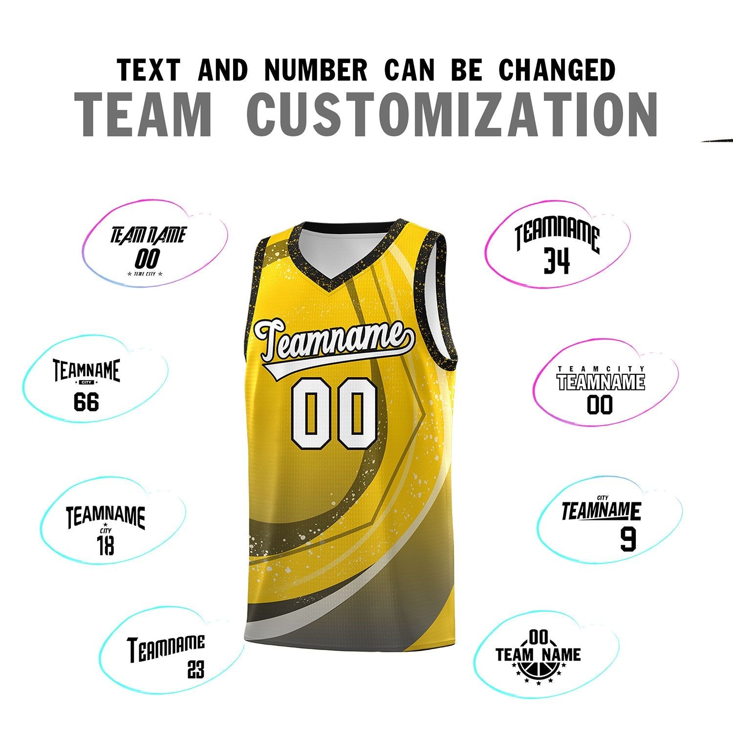 Custom Gold Black Personalized Galaxy Graffiti Pattern Sports Uniform Basketball Jersey