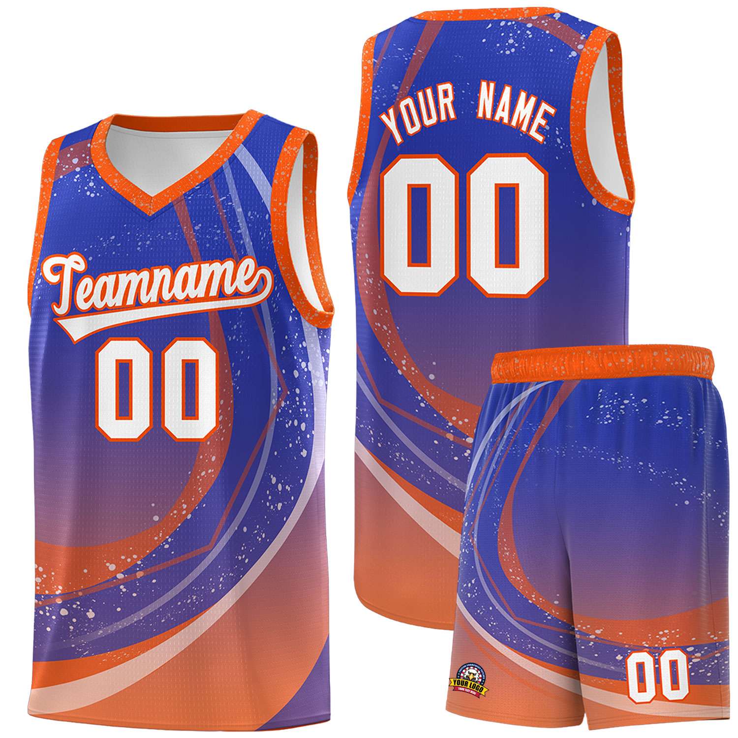 Custom Royal Orange Personalized Galaxy Graffiti Pattern Sports Uniform Basketball Jersey