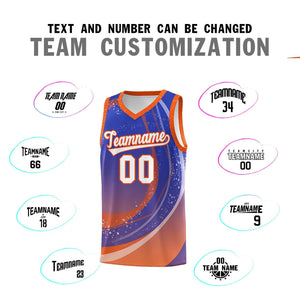 Custom Royal Orange Personalized Galaxy Graffiti Pattern Sports Uniform Basketball Jersey