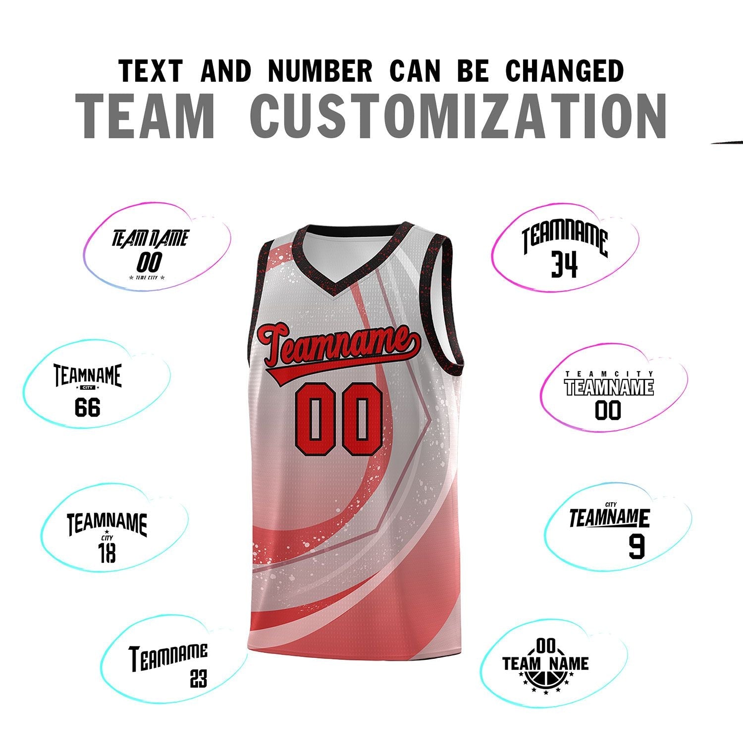 Custom Gray Red Personalized Galaxy Graffiti Pattern Sports Uniform Basketball Jersey