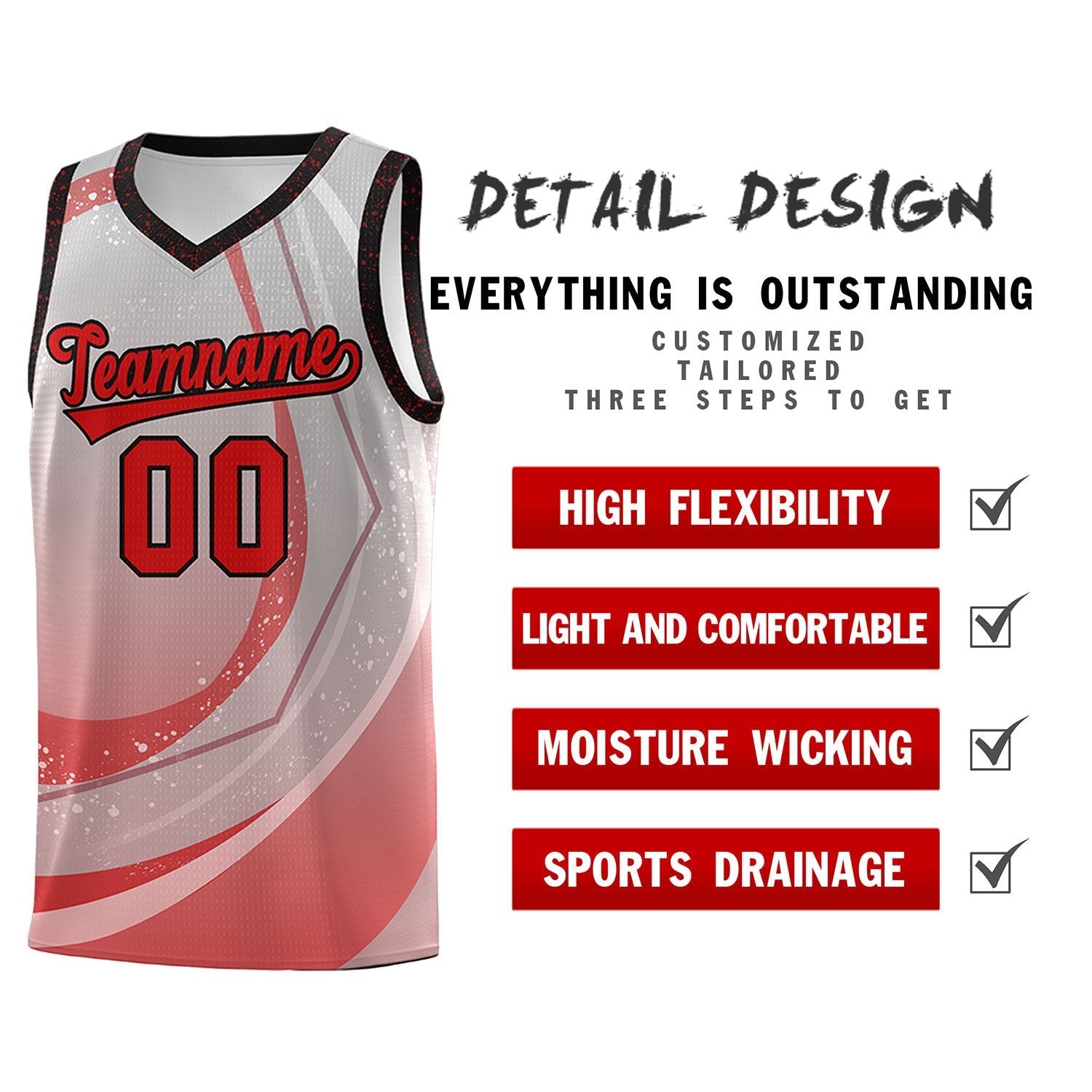 Custom Gray Red Personalized Galaxy Graffiti Pattern Sports Uniform Basketball Jersey