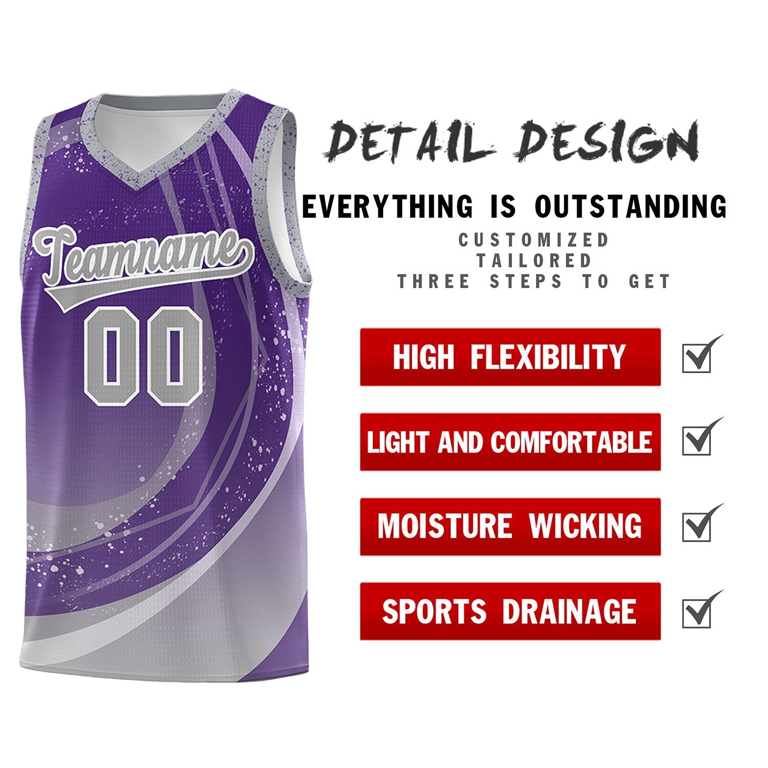 Custom Purple Gray Personalized Galaxy Graffiti Pattern Sports Uniform Basketball Jersey