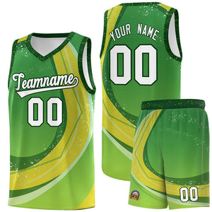 Custom Kelly Green Neon Green Personalized Galaxy Graffiti Pattern Sports Uniform Basketball Jersey