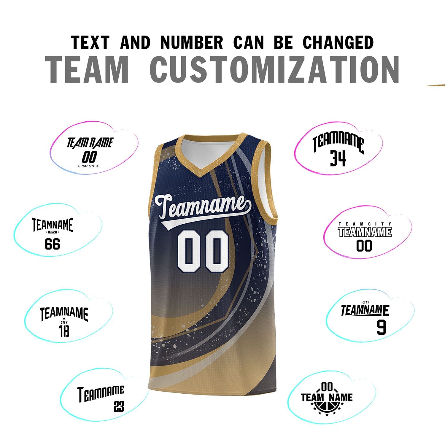 Custom Navy Old Gold Personalized Galaxy Graffiti Pattern Sports Uniform Basketball Jersey