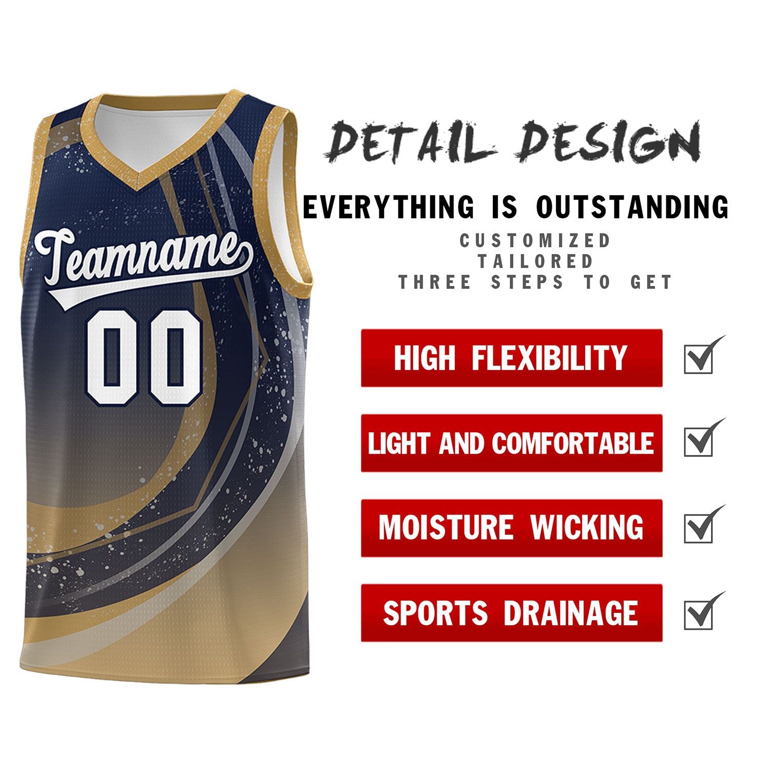 Custom Navy Old Gold Personalized Galaxy Graffiti Pattern Sports Uniform Basketball Jersey