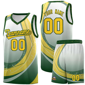 Custom White Green Personalized Galaxy Graffiti Pattern Sports Uniform Basketball Jersey