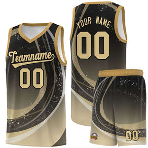 Custom Black Khaki Personalized Galaxy Graffiti Pattern Sports Uniform Basketball Jersey