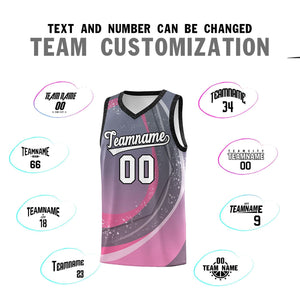 Custom Dark Gray Pink Personalized Galaxy Graffiti Pattern Sports Uniform Basketball Jersey