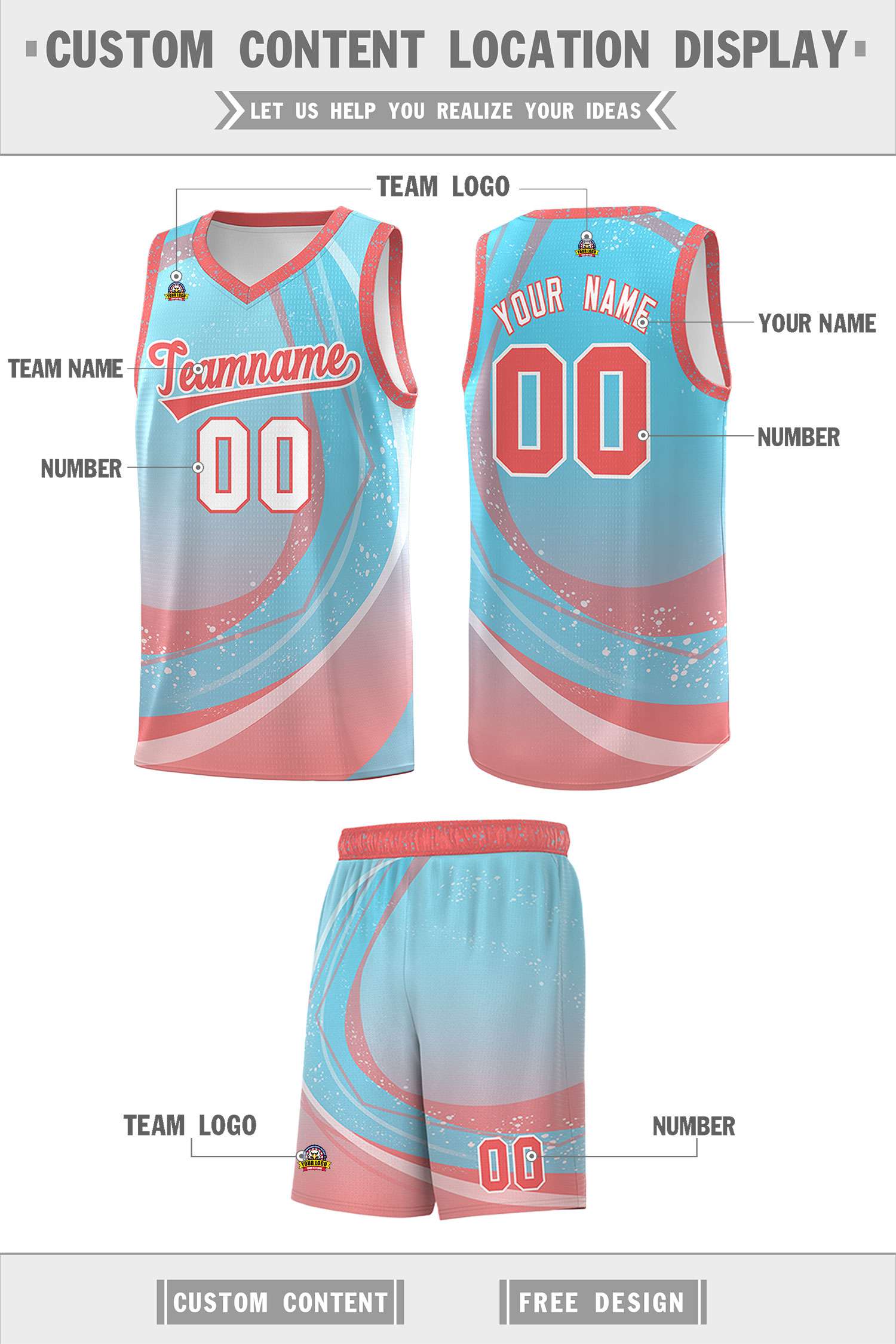 Custom Sky Blue Light Pink Personalized Galaxy Graffiti Pattern Sports Uniform Basketball Jersey