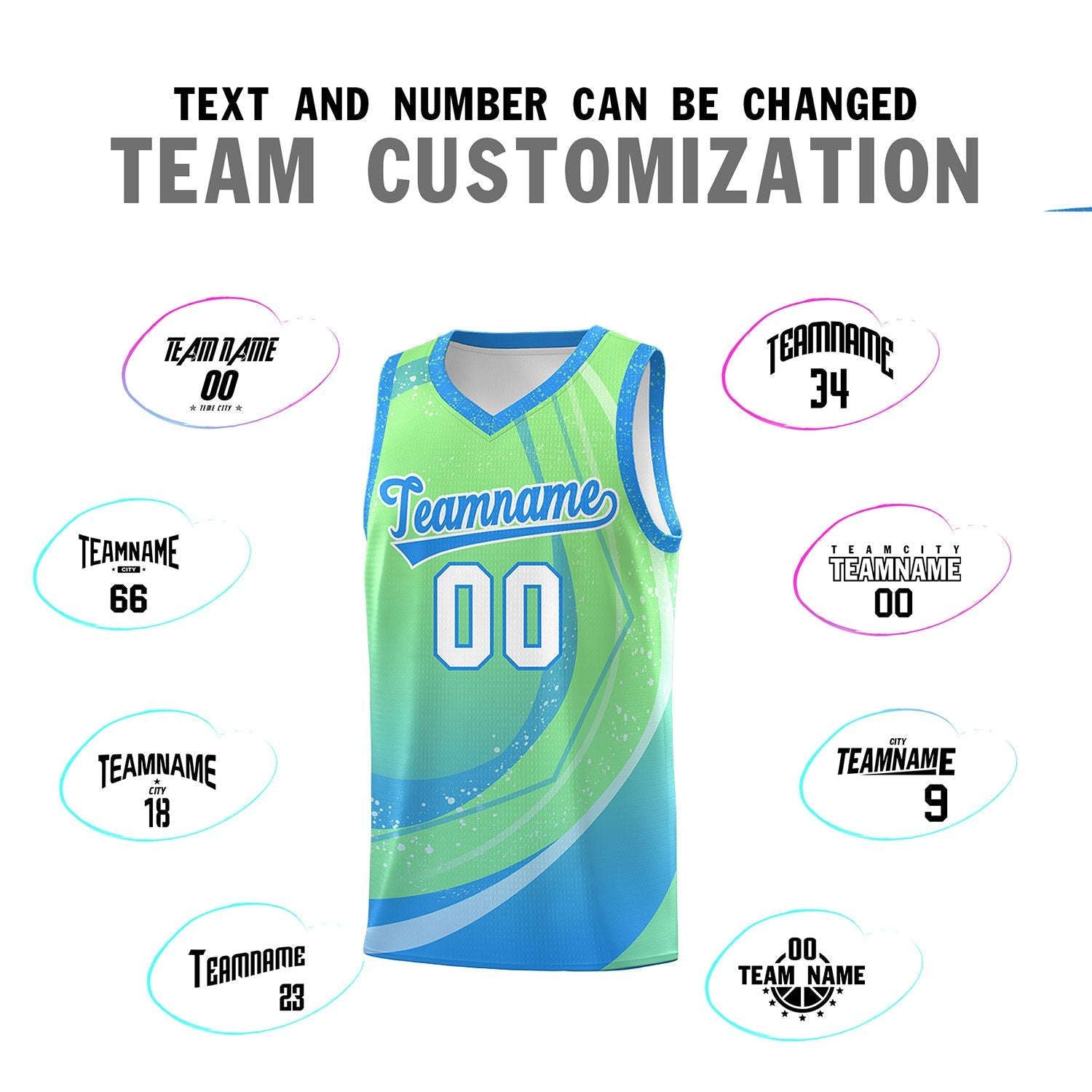 Custom Light Green Powder Blue Personalized Galaxy Graffiti Pattern Sports Uniform Basketball Jersey