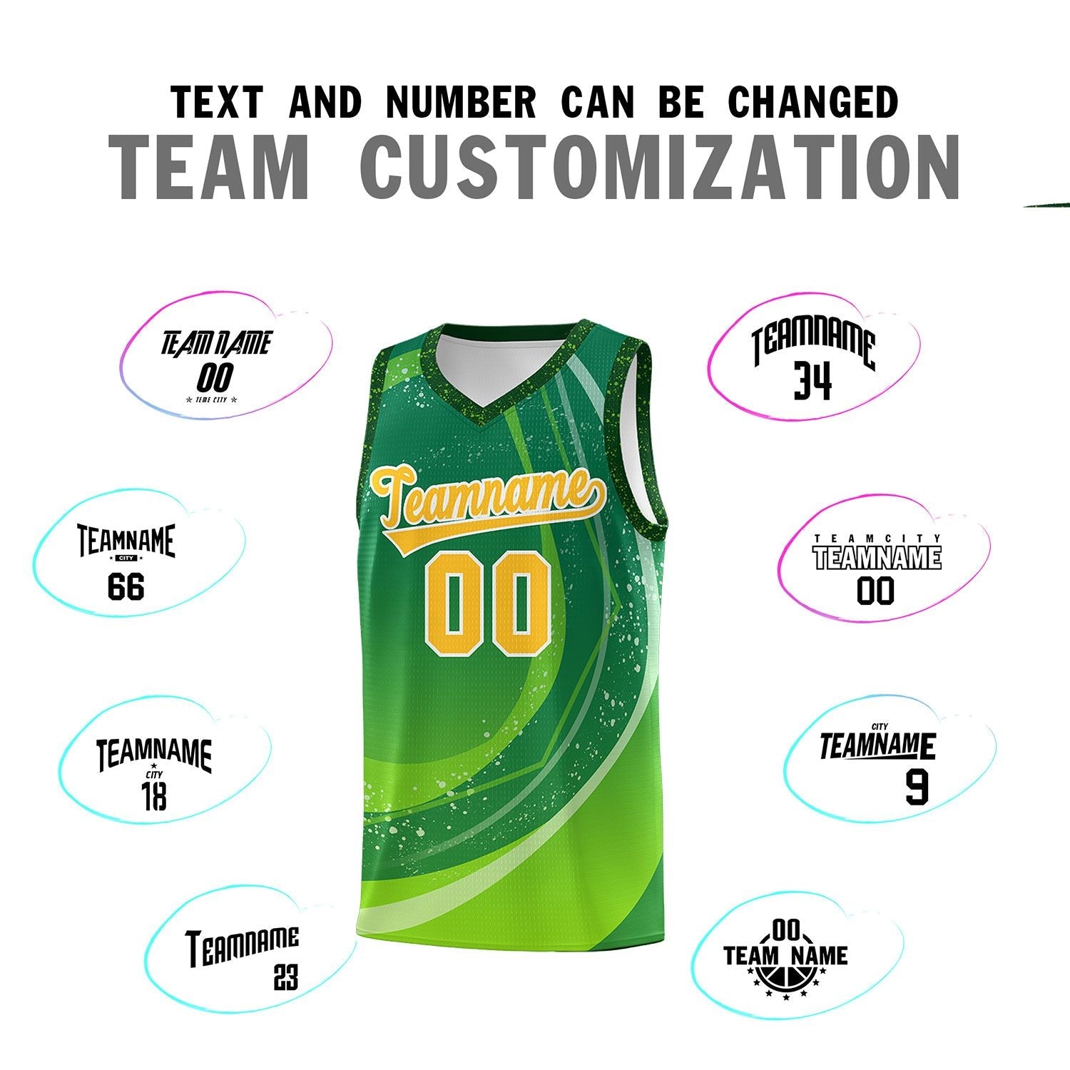 Custom Kelly Green Neon Green Personalized Galaxy Graffiti Pattern Sports Uniform Basketball Jersey