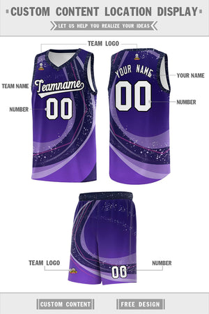 Custom Purple Light Purple Personalized Galaxy Graffiti Pattern Sports Uniform Basketball Jersey