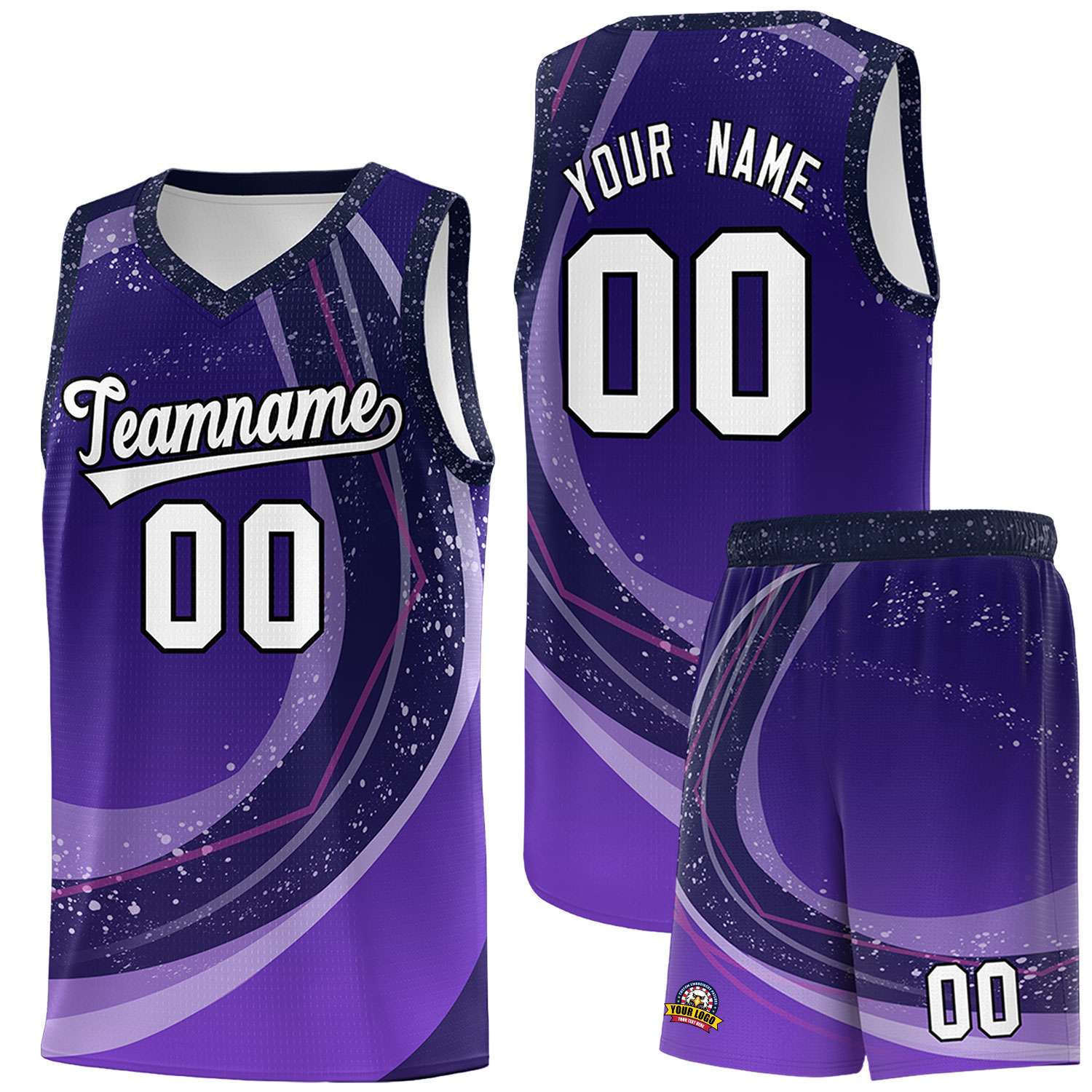 Custom Purple Light Purple Personalized Galaxy Graffiti Pattern Sports Uniform Basketball Jersey