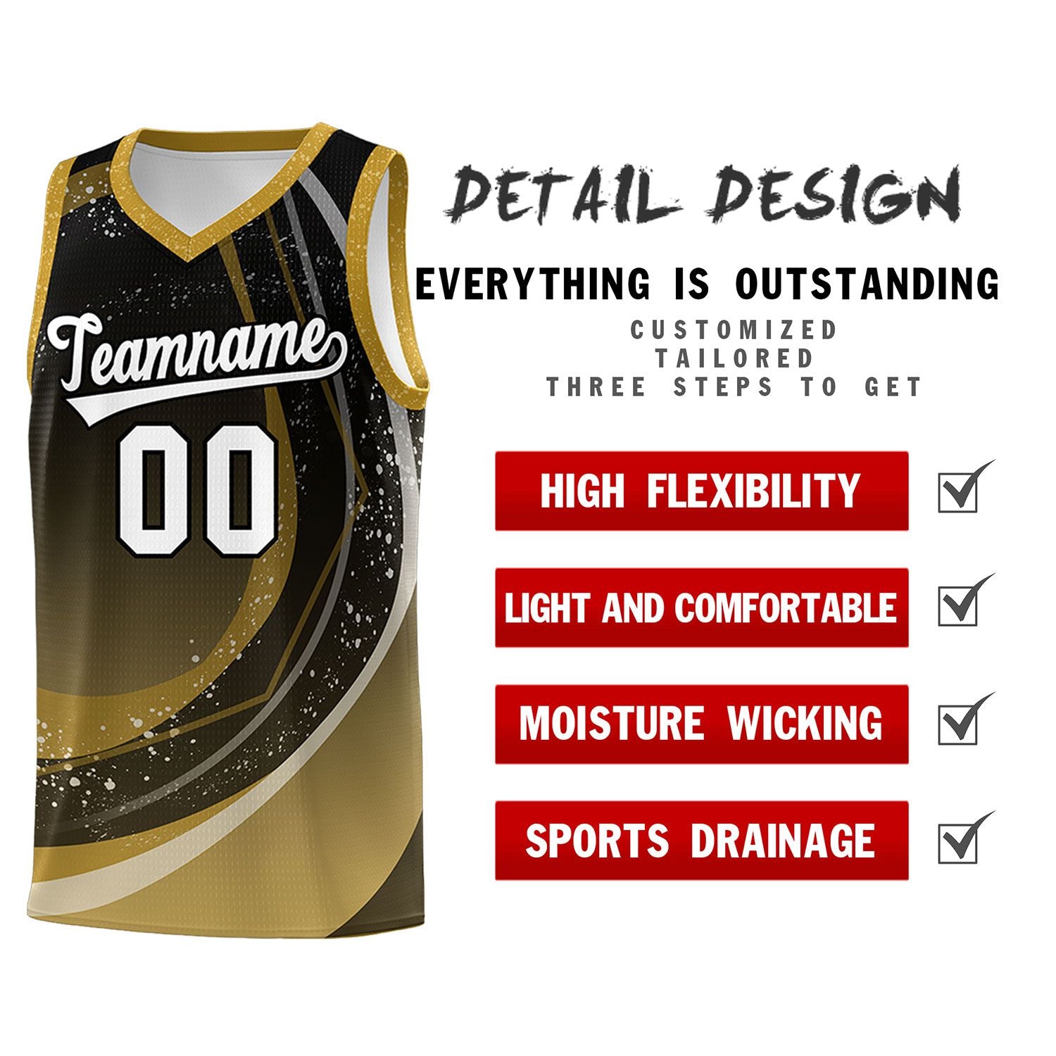 Custom Black Old Gold Personalized Galaxy Graffiti Pattern Sports Uniform Basketball Jersey