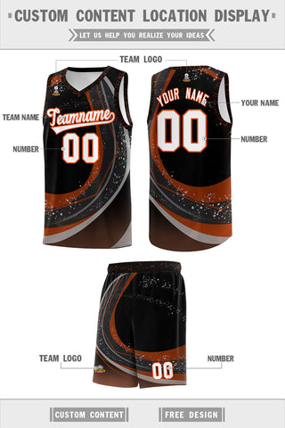 Custom Black Orange Personalized Galaxy Graffiti Pattern Sports Uniform Basketball Jersey