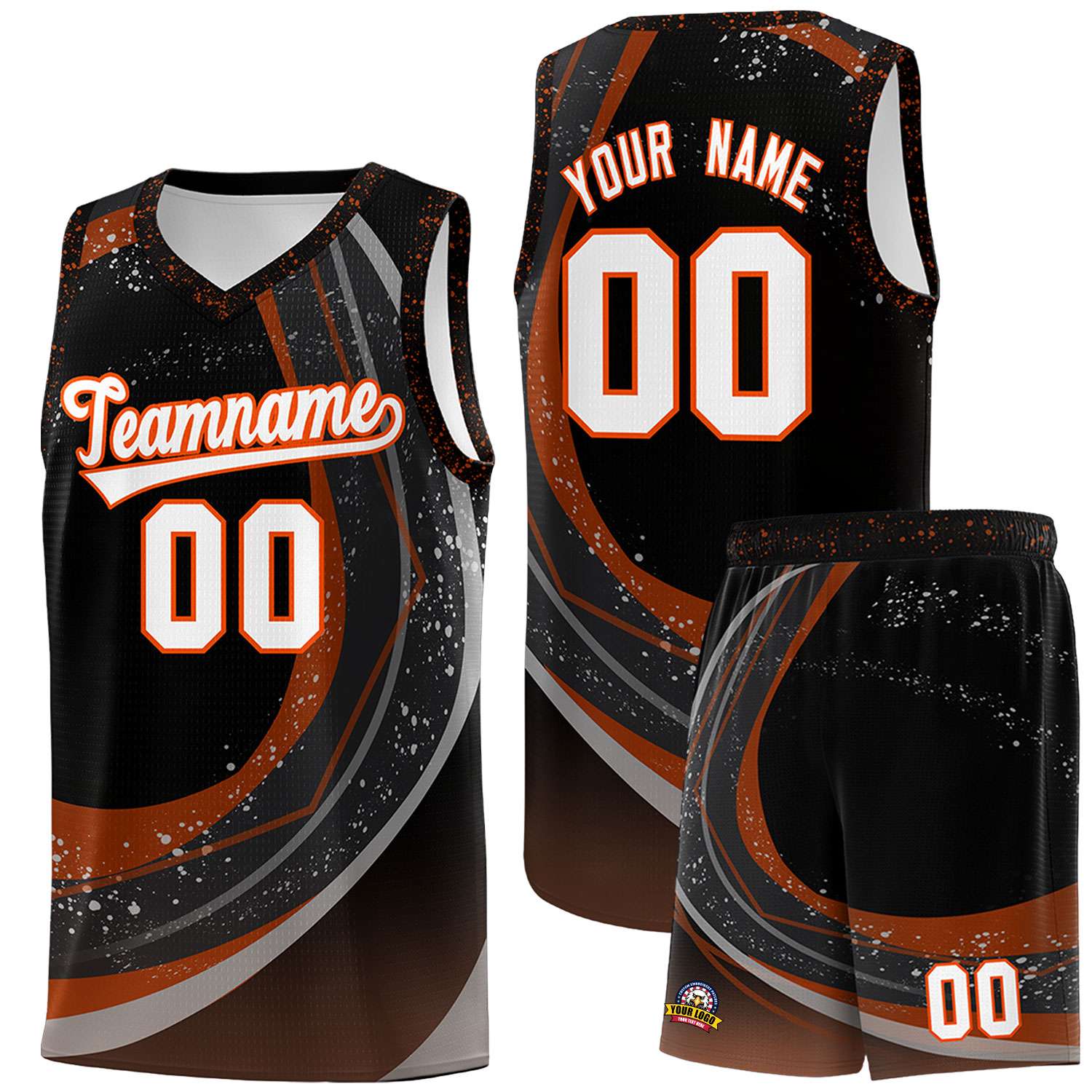 Custom Black Orange Personalized Galaxy Graffiti Pattern Sports Uniform Basketball Jersey