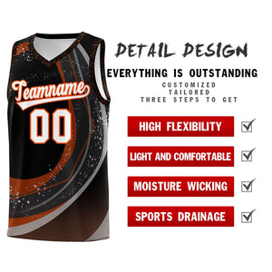 Custom Black Orange Personalized Galaxy Graffiti Pattern Sports Uniform Basketball Jersey