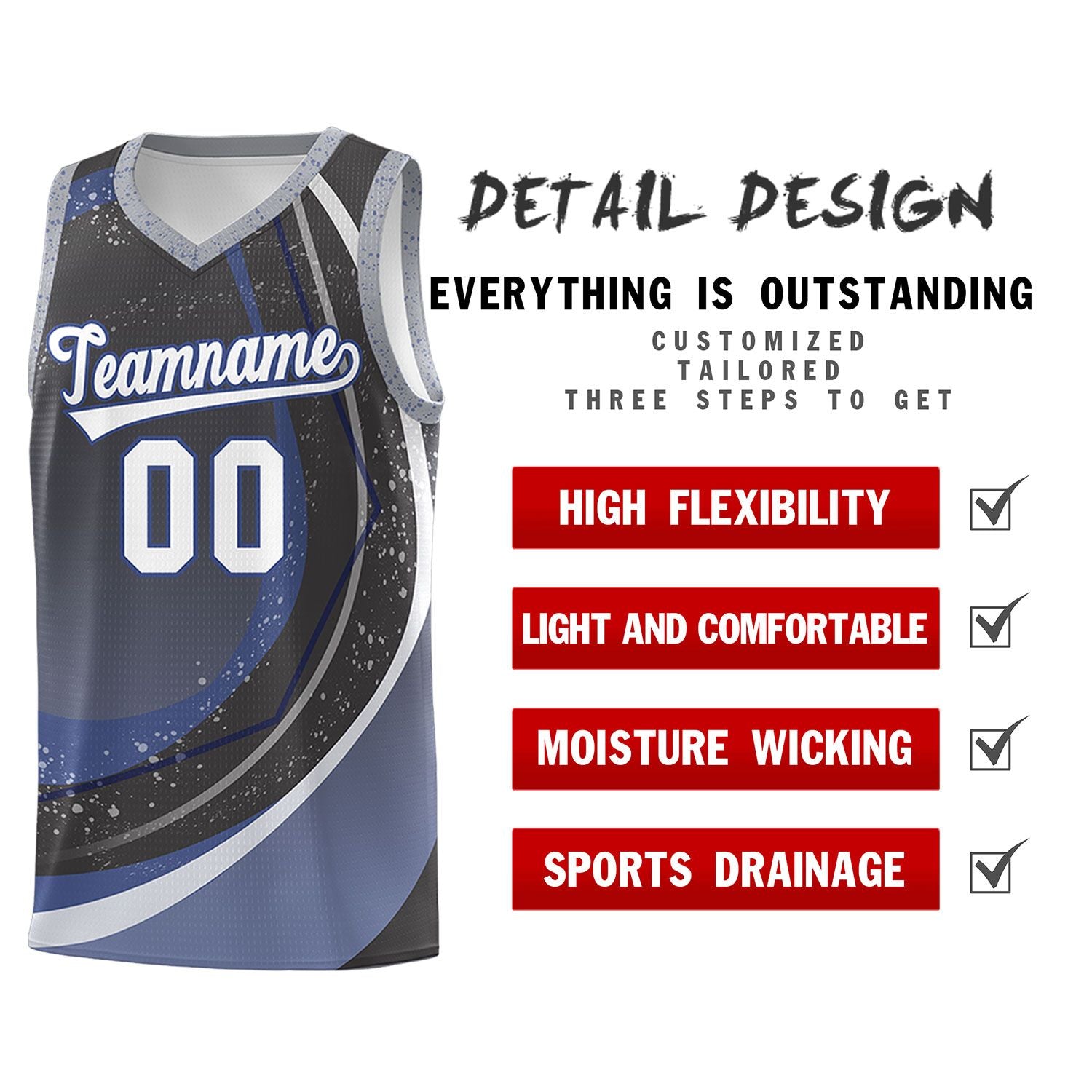 Custom Dark Gray Blue Personalized Galaxy Graffiti Pattern Sports Uniform Basketball Jersey