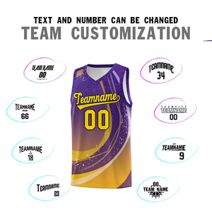 Custom Purple Yellow Personalized Galaxy Graffiti Pattern Sports Uniform Basketball Jersey