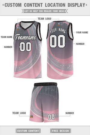 Custom Dark Gray Light Pink Personalized Galaxy Graffiti Pattern Sports Uniform Basketball Jersey