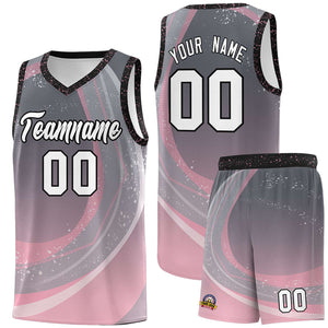 Custom Dark Gray Light Pink Personalized Galaxy Graffiti Pattern Sports Uniform Basketball Jersey