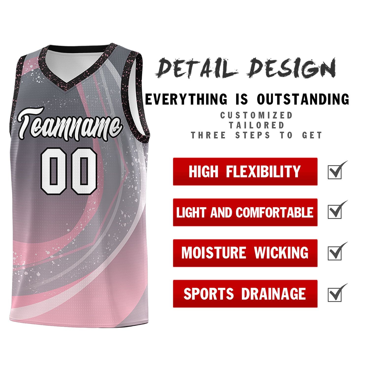 Custom Dark Gray Light Pink Personalized Galaxy Graffiti Pattern Sports Uniform Basketball Jersey