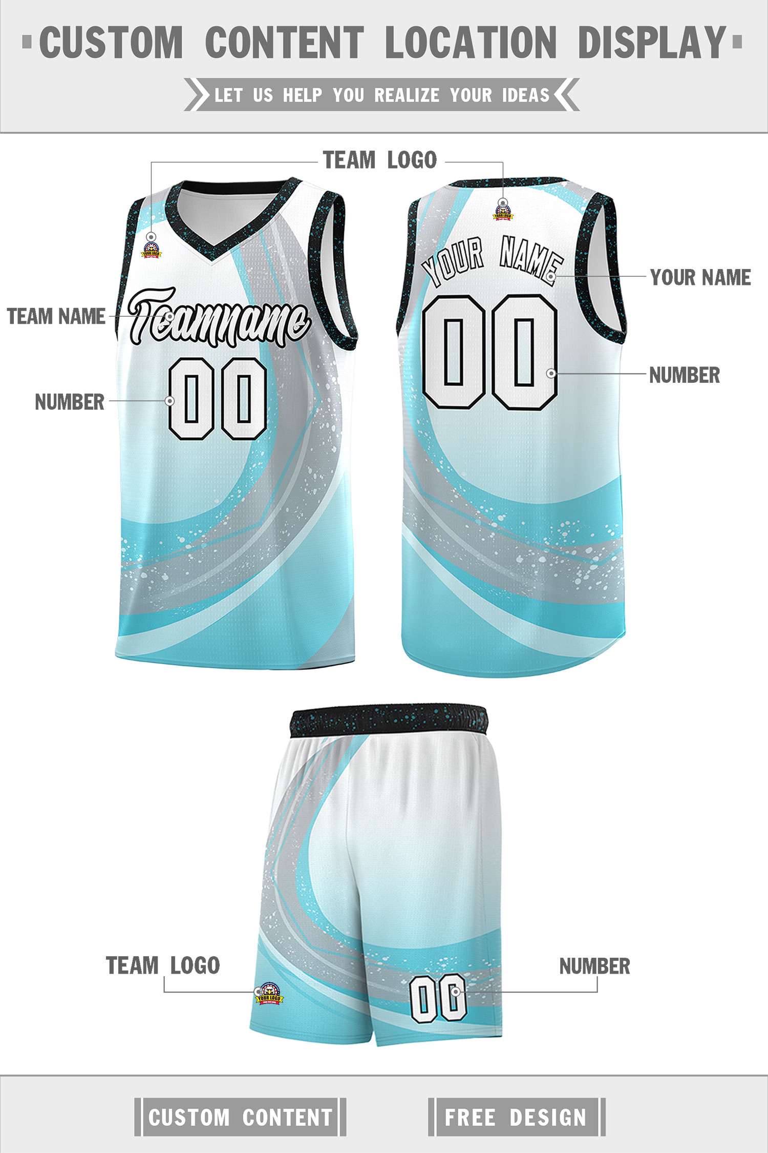 Custom White Sky Blue Personalized Galaxy Graffiti Pattern Sports Uniform Basketball Jersey