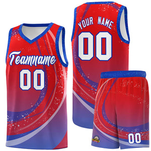 Custom Red Royal Personalized Galaxy Graffiti Pattern Sports Uniform Basketball Jersey