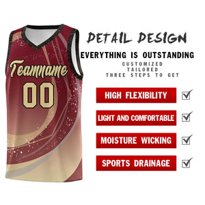 Custom Crimson Khaki Personalized Galaxy Graffiti Pattern Sports Uniform Basketball Jersey