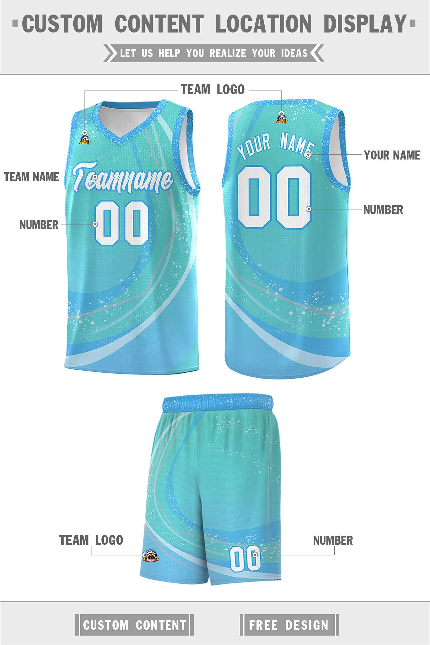 Custom Aqua Powder Blue Personalized Galaxy Graffiti Pattern Sports Uniform Basketball Jersey