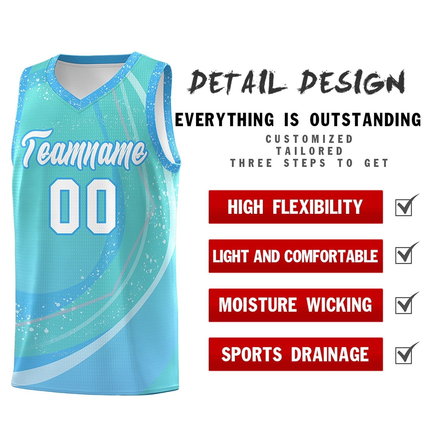 Custom Aqua Powder Blue Personalized Galaxy Graffiti Pattern Sports Uniform Basketball Jersey