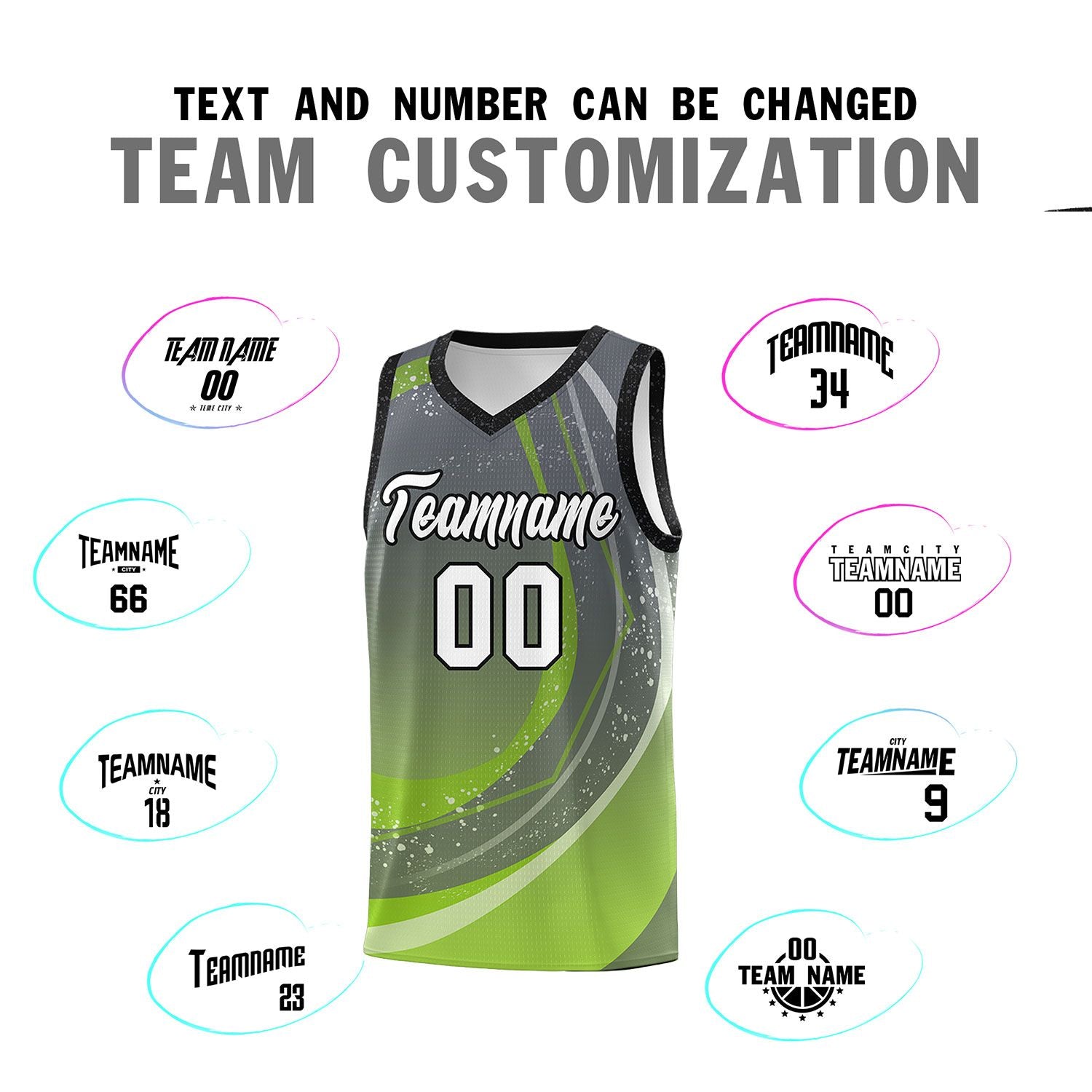 Custom Dark Gray Neon Green Personalized Galaxy Graffiti Pattern Sports Uniform Basketball Jersey