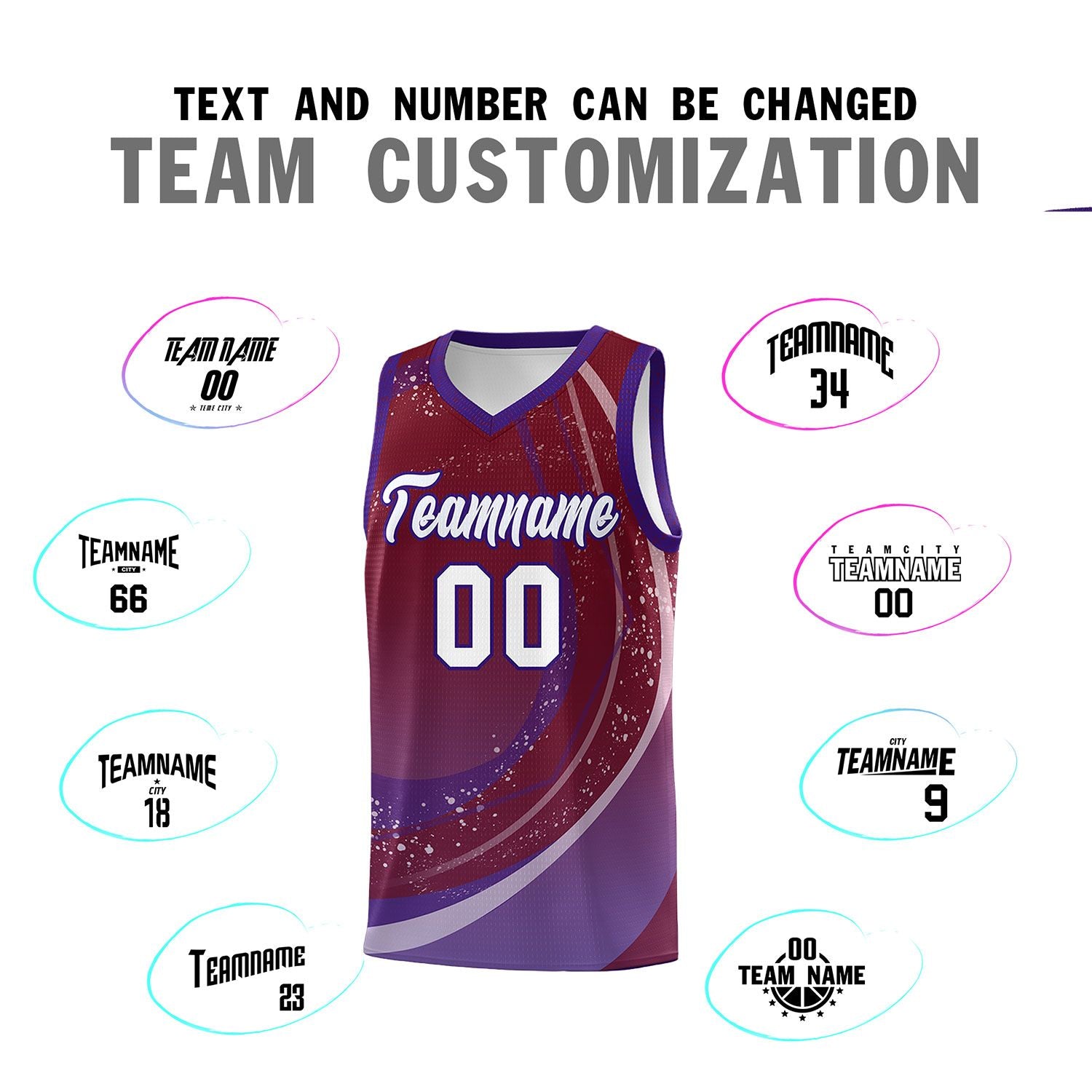 Custom Crimson Purple Personalized Galaxy Graffiti Pattern Sports Uniform Basketball Jersey