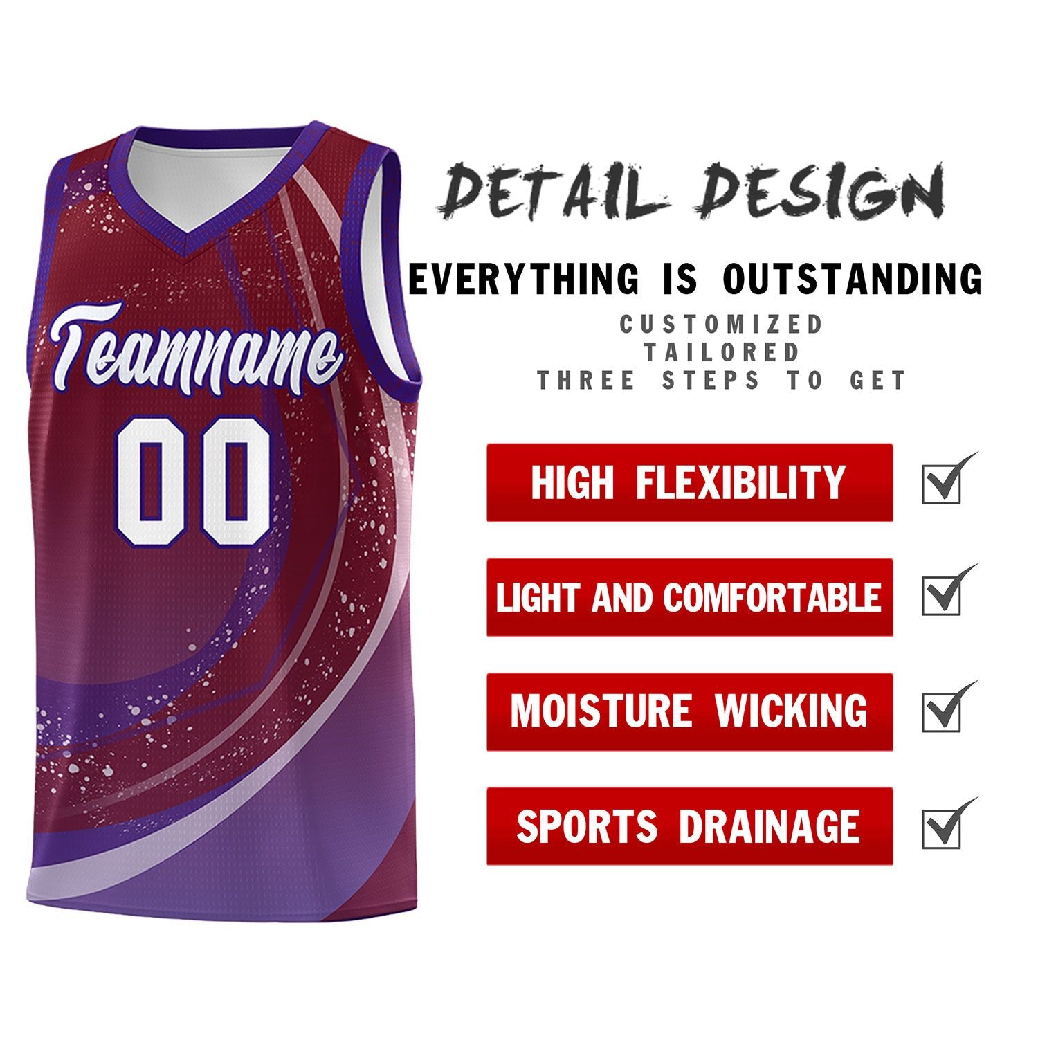 Custom Crimson Purple Personalized Galaxy Graffiti Pattern Sports Uniform Basketball Jersey