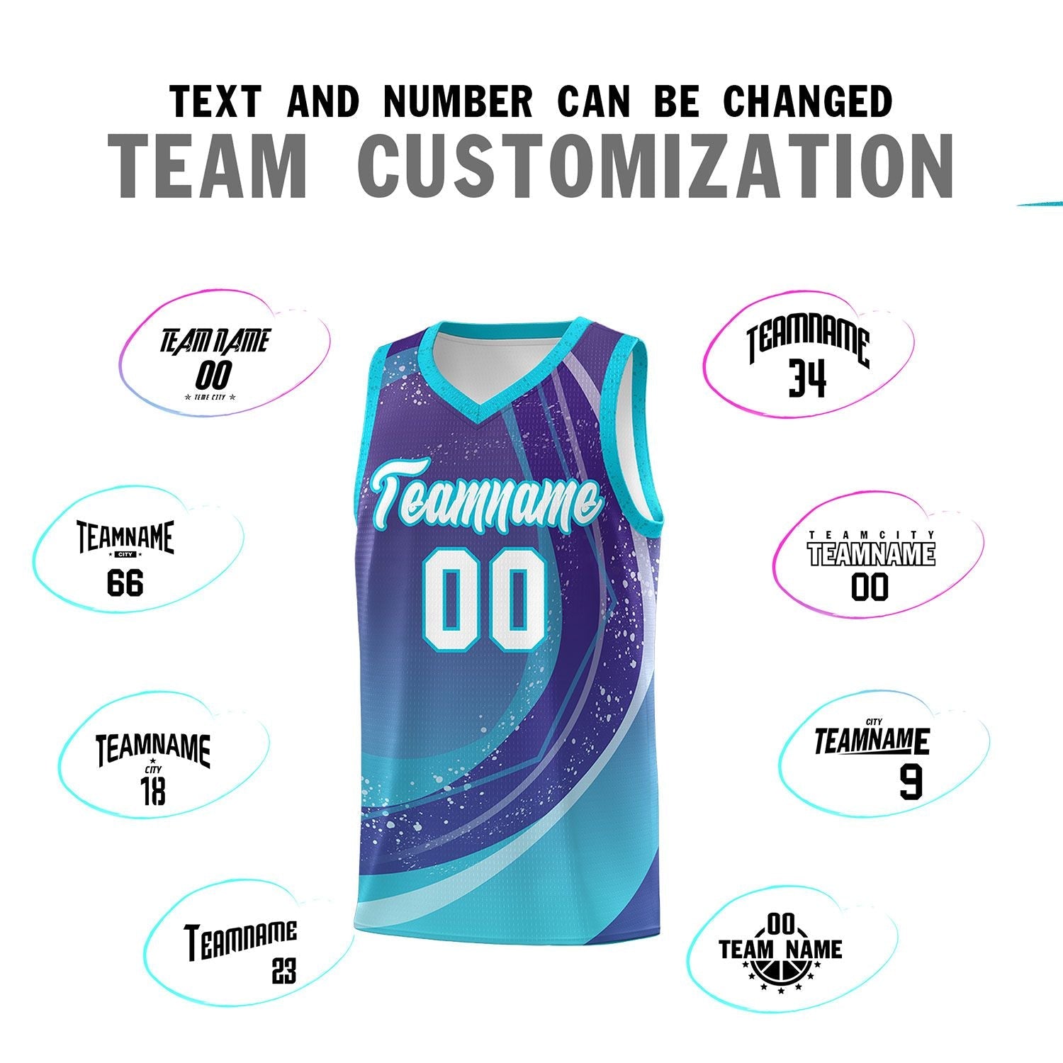 Custom Purple Sky Blue Personalized Galaxy Graffiti Pattern Sports Uniform Basketball Jersey