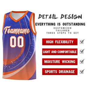 Custom Royal Orange Personalized Galaxy Graffiti Pattern Sports Uniform Basketball Jersey