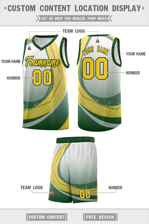 Custom White Green Personalized Galaxy Graffiti Pattern Sports Uniform Basketball Jersey